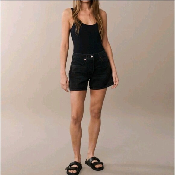 Agolde Parker Long Short Size 29 Black Denim Shorts Jean - Picture 1 of 13